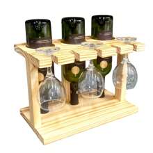 Porta vinho e taça Adega de vinho madeira Área gourmet decoração Cantinho do churrasco Decoração cozinha Adega para vinho Porta taça