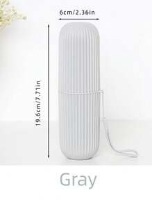 1pc Portable Travel Toothbrush Holder Cup Set, Simple Design With Cover Toothpaste Tube Mouthwash Cup, Toothbrush Storage Box - Grey - View 2