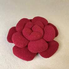 1個天鵝絨酒紅色玫瑰/紅色花朵雙面花形枕頭,情人節裝飾靠墊,節日家居裝飾靠墊,季節性裝飾靠墊 - 酒紅色 - 查看 8