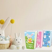 4PCS Easter Theme Cartoon Bunnuy Pattern Popcorn Boxes For Spring Easter Party. Happy Easter. - Multicolor - View 3