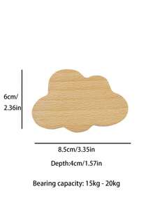2入組可愛的雲形掛鉤,木製壁掛衣架、帽子、包包,掛式衣鉤,卡通動物櫥櫃把手,適用於兒童房間、櫥櫃抽屜手柄 - 彩色 - 查看 3