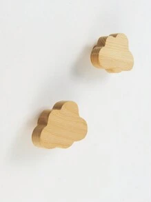 2入組可愛的雲形掛鉤,木製壁掛衣架、帽子、包包,掛式衣鉤,卡通動物櫥櫃把手,適用於兒童房間、櫥櫃抽屜手柄 - 彩色 - 查看 2