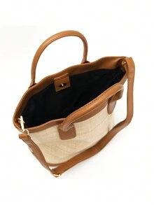 Straw Tote Bag For Women  Crossbody Bag Chic Hobo Purses Retro Satchel Bag Handmade Shoulder Bag Beach Straw Bag Handbag - Brown - View 7