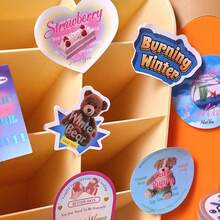 50入組可愛卡通貼紙,創意剪貼材料,適用於行李箱、筆記本、手機殼和拼貼等多用途裝飾 - 藍色 - 查看 6