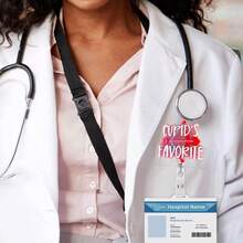 1p 情人節主題可伸縮徽章捲軸,姓名徽章夾,附 Id 夾,適用於護理師學生志工員工,情人節禮物 - 酒紅色 - 查看 2