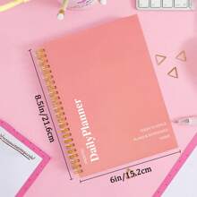 BUBU 1pc Daily Planner To Do List Task Checklist Notebook,Undated Spiral Notebook With Goals,Important Time, Notes.Perfect For Home, School Or Office - Pink - View 5