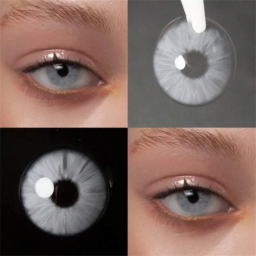 1 对 Meta 灰色彩色美瞳隐形眼镜 每年 14.2 毫米 适合送礼 时尚 Y2k - 灰色 - 查看 1