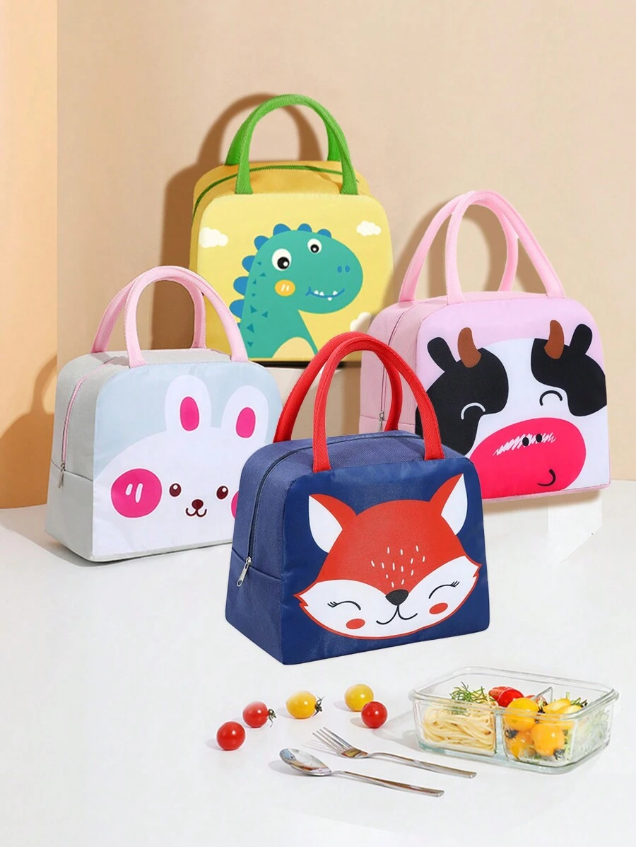 帆布保溫午餐袋粉色花印內襯保溫午餐盒手拎包，女性工作食品早餐盒收納袋手提包冷藏盒，適用於辦公室學校野餐旅行，學校組織者袋，老師收納袋，教室袋和教室組織袋 - 灰色 - 查看 1