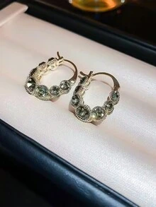 1 對橢圓形雙面水晶吊墜耳環,別緻簡約精緻華麗女士珠寶 - 彩色 - 查看 10