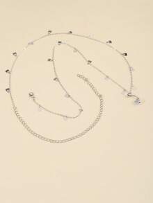 1pc Lady's Silver-Colored Lock-Shaped Cosplay Prop Body Chain - Silver - View 7
