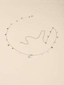 1pc Lady's Silver-Colored Lock-Shaped Cosplay Prop Body Chain - Silver - View 5