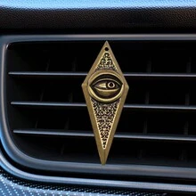 1pc Brass Eye-Shaped Car Air Freshener, Retro Vent Decoration, Devil Eye Car Accessory, Long-Lasting Fragrance, Random Color - Bronze - View 4