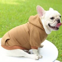 狗狗用品中小型犬寶寶衣服連帽冬季保暖法國鬥牛犬泰迪連帽衛衣寵物服裝 - 咖啡棕 - 查看 4