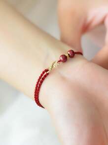 1pc Red Beads Good Luck Bracelets For Women Men, Perfect New Years Gift For Family Lovers Best Friend