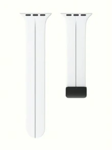 可折叠液态硅胶磁吸运动表带，兼容苹果手表表带 42mm、38mm、40mm、41mm、44mm、45mm、46mm、49mm，时尚智能手表替换表带，适用于 Ultra2、Ultra SE2、SE 11、10、9、8、7、6、5、4、3、2、1 系列，男女通用，白色，可作为学生返校礼物 - 白色 - 查看 7
