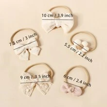 5件套婴儿及儿童可爱花朵蕾丝蝴蝶结发箍，摄影道具装饰，情人节及新年发饰 - 彩色 - 查看 6