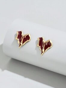 1pair Heart Shaped Lava Stone Fashionable Uncommon Design Exquisite High-End Earrings Suitable For Women's Daily Wear - Multicolor - View 4