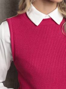 Women Sweater Vests - Màu Hồng Tươi - Xem 2