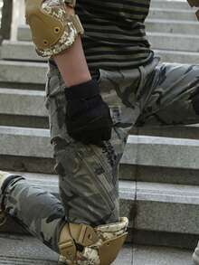 4入組迷彩款膝蓋和肘部防護套裝,用於爬行訓練、戰鬥訓練、騎行運動防護、戶外運動、狩獵安全設備 - 軍綠色 - 查看 1