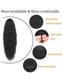 Ponytail Extension, 24 Inch Drawstring Ponytail Hair Extensions For Women Long Curly Wavy Ponytail Multi-Color Option For Daily - Black - View 5