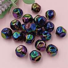 5入組創意uv電鍍彩色隕石形珠子16mm Diy首飾製作材料,手鍊項鍊製作材料