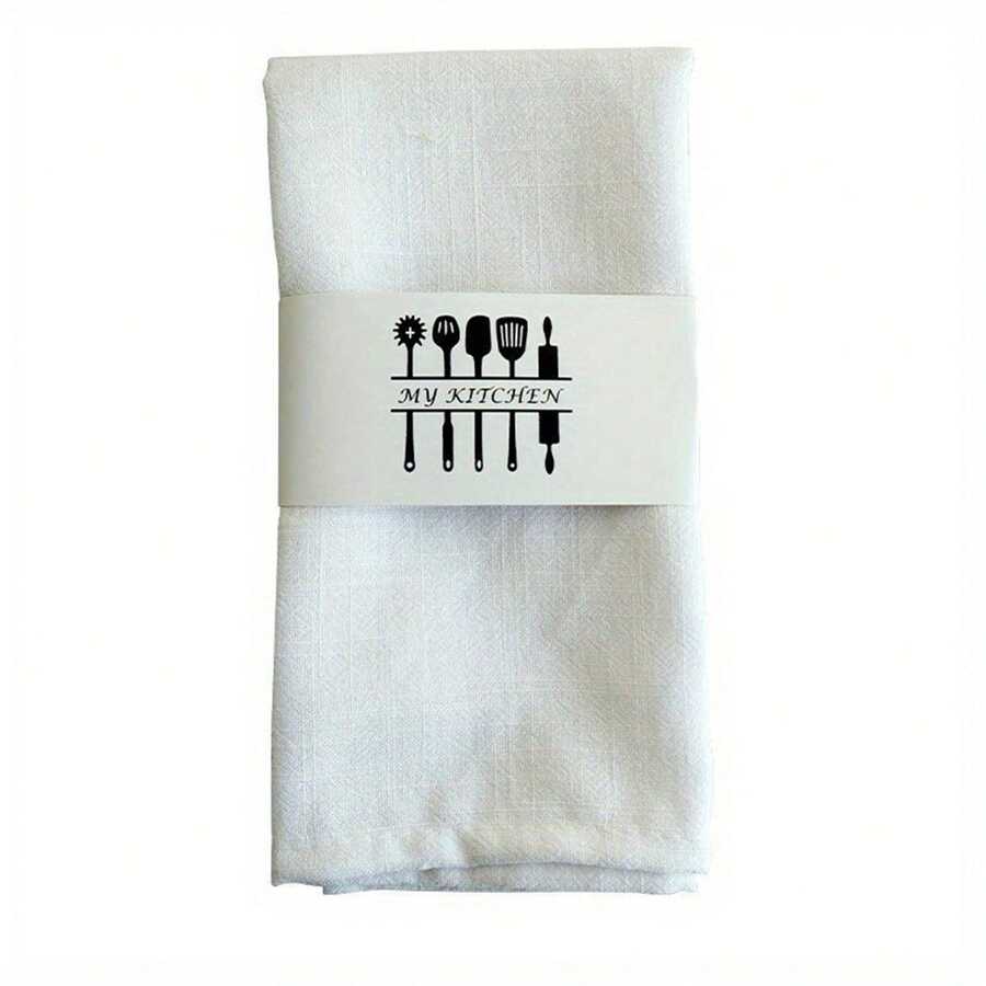 6pcs 40*40cm/15.7*15.7inch White Bamboo Weave Hemmed Napkins For Table Decoration - White - View 1