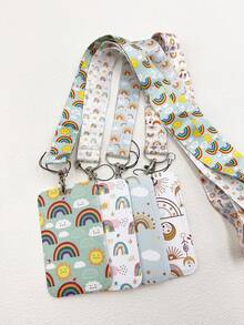 1入組彩虹系列手機頸掛帶配鑰匙扣,適用於工作、搭乘公共交通、展示身份證和硬卡套,送給朋友的禮物 - 彩色 - 查看 1