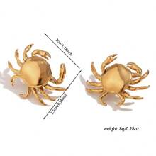 欧美时尚简约个性贝壳金色螃蟹耳环 - 金黃色 - 查看 7