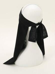 1pc Women's Thin Breathable Chiffon Scarf With Bag Strap & Veil Detail, Suitable For Daily Wear - Black - View 2