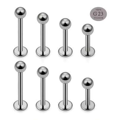 口唇 穴 極細 タイタン 8個セット 16g モンロー リング ピアス スタッド 6mm 8mm 10mm 12mm
