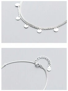 AETOLIA 1件s925純銀手鍊,韓國款小清新雙層圓形手鍊,可愛的圓形片,甜蜜的手工藝品,情人節禮物 - 銀色 - 查看 6