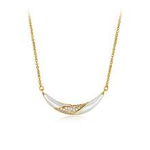 1個流行的&豪華的925鍍金18k金鑲嵌天然白色珍珠新月項鍊,精美細緻的設計,鋯石裝飾的微笑吊墜項鍊,適合女性日常佩戴和派對,聖誕&新年禮物 - 白色 - 查看 3