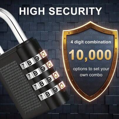 1 adet Siyah 4 Haneli Şifre Kilidi, Asma Kilit, Hırsızlığa Karşı Kilit, Ağır Hizmet Tipi Metal Dış Mekan Asma Kilidi, Seyahat Aksesuarı Kombinasyon Kilidi TSA Gümrük Kilidi Bagaj Kilidi Bagaj İçin Mükemmel Bavul İçin Mükemmel Seyahat İçin İş İçin Eşyalarınızı Güvende Tutun Hırsızlığa Karşı Taşınabilir Mini Su Geçirmez