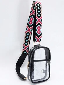 Clear Sling Bag, Clear Fanny Pack Stadium Approved For Women Crossbody Bag Purses Transparent Chest Bag With Adjustable Strap - Black - View 3