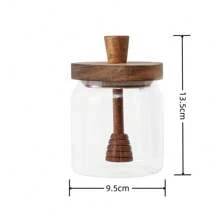 1只附有木製花蜜勺和蓋子的玻璃花蜜罐,存放和分配蜜蜂蜜的蜜罐 - 無色 - 查看 6