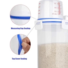 Large Capacity Airtight Food Storage Container, Kitchen Cereal Dispenser With Measuring Cup Moisture-Proof Insect-Proof For Rice, Cereals, Grains, Flours, Dog Food, Pet Food - White - View 3