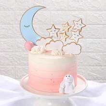 18pcs Moon Star Cake Toppers Cloud Cupcake Picks Paper Baking Decoration Birthday Wedding Anniversary Party - Multicolor - View 4