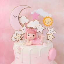 18pcs Moon Star Cake Toppers Cloud Cupcake Picks Paper Baking Decoration Birthday Wedding Anniversary Party - Multicolor - View 6