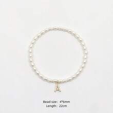 1入經典鋪鑲帶有首字母吊墜的女士鏈腳鍊