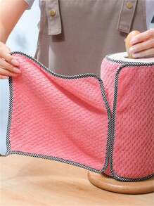 1 Pc Kitchen Cleaning Rag, Microfiber Cleaning Rag, Suitable For Kitchen, Restaurant, Room,Bathroom - Red - View 2