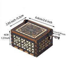 Vintage Wooden Hand-Cranked Music Box, Engraved "Can't Help Falling In Love" Melody, Romantic Gift For Lover, Husband, Wife, Girlfriend, Boyfriend, Anniversary, Wedding, Home Decor, Black