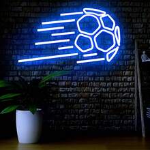 足球霓虹燈,適用於臥室、生日派對、家庭、大學、俱樂部裝飾 - 藍色 - 查看 1