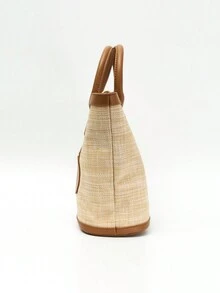 Straw Tote Bag For Women  Crossbody Bag Chic Hobo Purses Retro Satchel Bag Handmade Shoulder Bag Beach Straw Bag Handbag - Brown - View 3