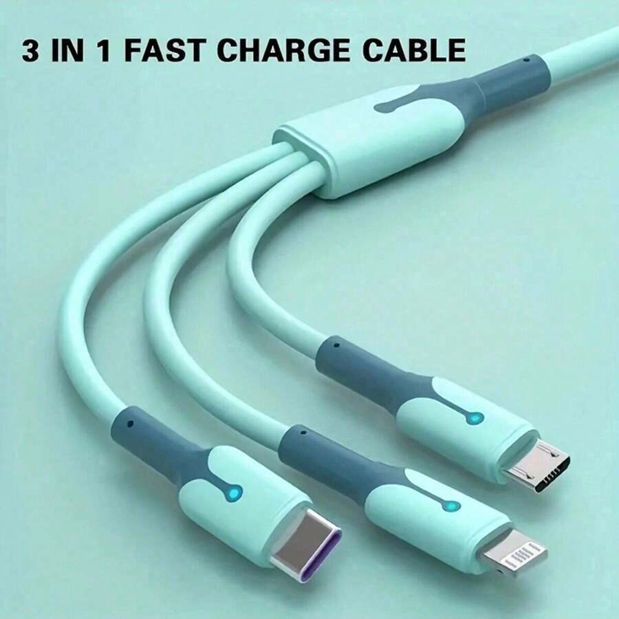 3合1 USB-C 充電和數據傳輸線，兼容 iPhone 15/14/13/12/11/Samsung S24/S23/S22/S21/Xiaomi/Huawei，通用高效充電轉換器 - 粉色 - 查看 1