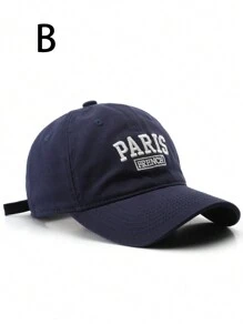 1件 有字母巴黎刺繡的時尚棒球帽，街頭風格