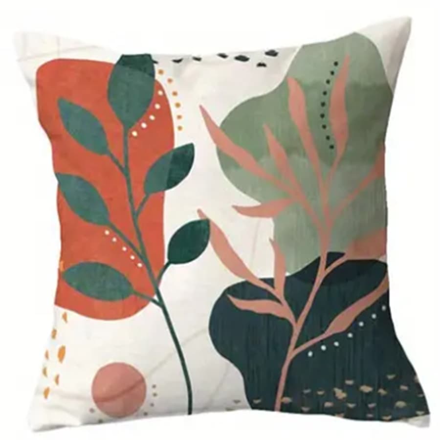 1pc Geometric Plant Printed Home Decorative Pillowcase For Living Room Bedroom Sofa, Without Pillow Insert - Multicolor - View 1
