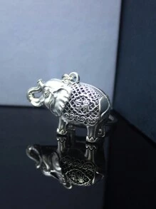 1個鋅合金銀色大象造型時尚簡約生日/節日禮物 - 銀色 - 查看 4