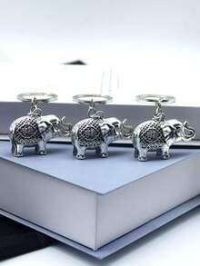 1個鋅合金銀色大象造型時尚簡約生日/節日禮物 - 銀色 - 查看 6