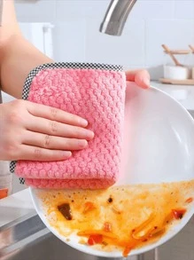 1 Pc Kitchen Cleaning Rag, Microfiber Cleaning Rag, Suitable For Kitchen, Restaurant, Room,Bathroom - Red - View 4