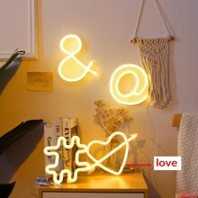 1入組26個字母、數字和特殊字符霓虹裝飾燈,房間牆掛燈,婚禮生日派對氛圍燈,意外驚喜禮物@ # &字母燈愛心燈 - 彩色 - 查看 2